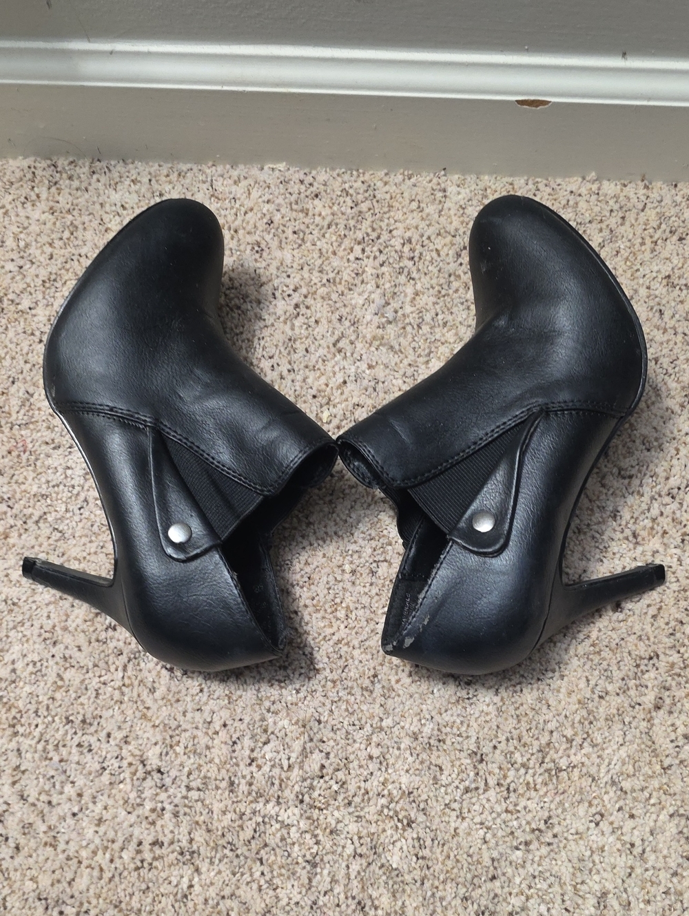 Covington Black Faux-Leather High Heel Ankle Booties